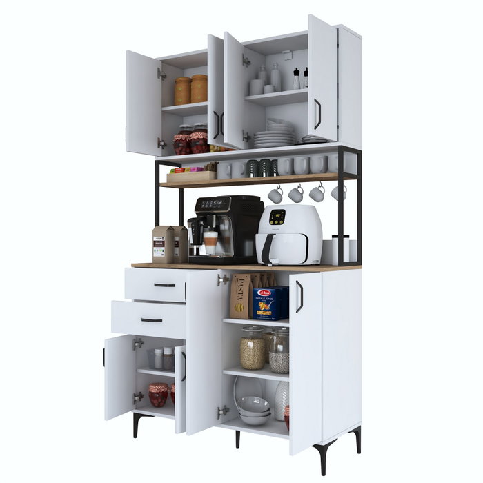 Hanah Home Armario Multiusos Blanco y Nogal JE213 - 4053